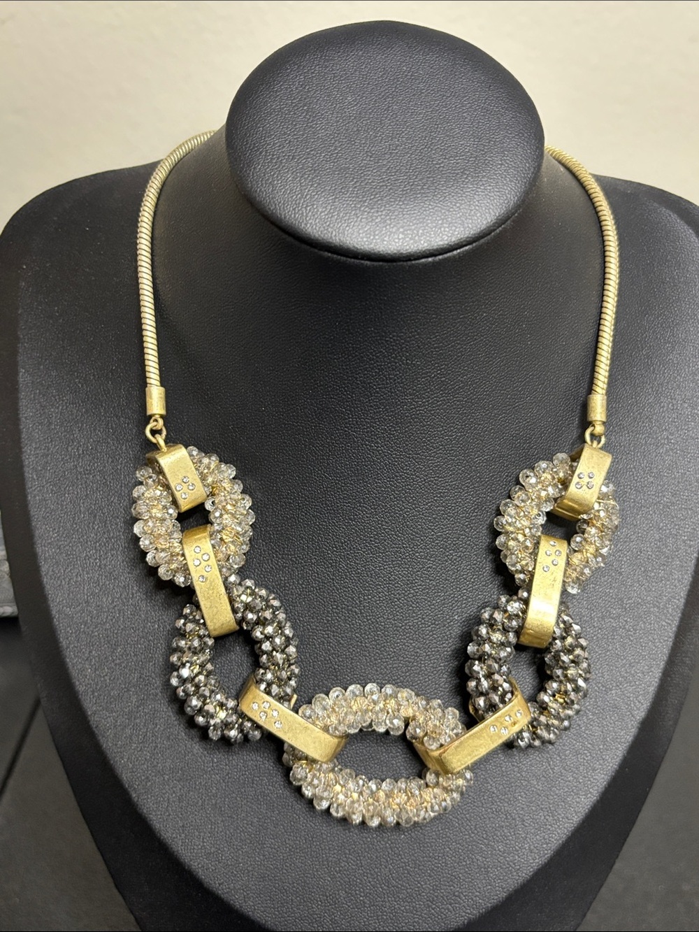 Kenneth Cole Gold-Tone Crystal Link Necklace in Gold and Gray - Women Jewelry